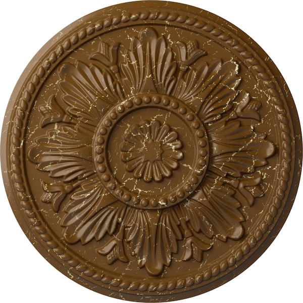 Ekena Millwork Edinburgh Ceiling Medallion (Fits Canopies up to 5 1/4"), 18"OD x 1 3/4"P, Smokey Topaz Crackle CM18EDSTC - main